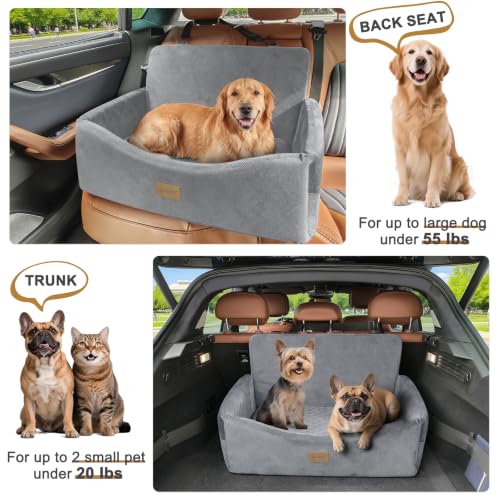 Dog Car Seat for Large Medium Sized Dogs Under 55 lbs (Light Grey / Medium/Large)