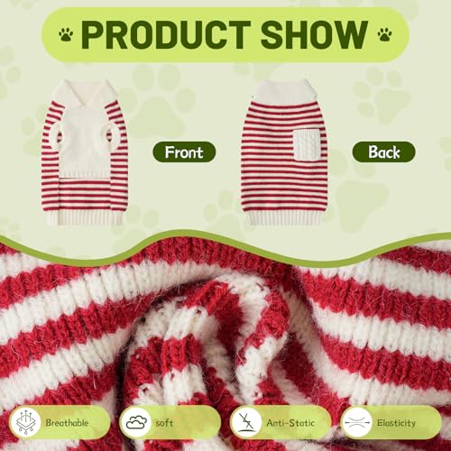 Small Dog Sweater (White Stripe Pullover(Order One Size Up) / Medium)