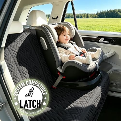 Dog Car Seat Cover for Back Seat (Black / Large-56"W)