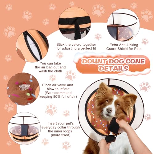 Inflatable Dog Cone Collar with Detachable Enhanced Anti (Brown / M+（neck 11"-14"）)