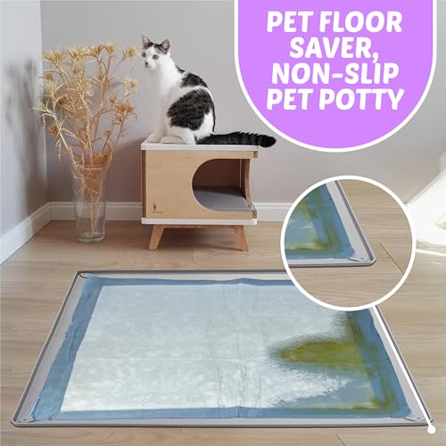 Dog Pee Pad Holder Tray Fits for 28” x 34” Pee Pads (34 x 28 Inches / Light Grey)