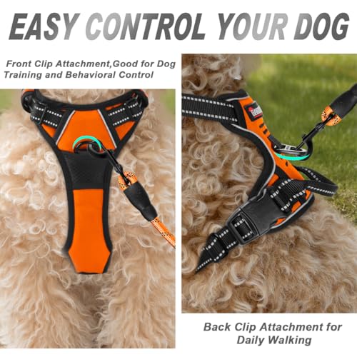 Dog Harness No Pull for Small Sized Dog Front Back Clips (X-Small(Chest:15.5-19.5”) / Orange)