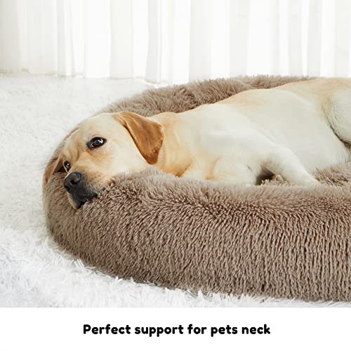 Western Home Calming Donut Large Dog Bed Pet Bed (Brown / 36.0"l x 36.0"w x 8.0"th)