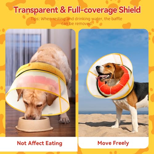 Upgraded Inflatable Dog Cone Collar to Stop Licking (M (Neck: 8-11") / Grapefruit)