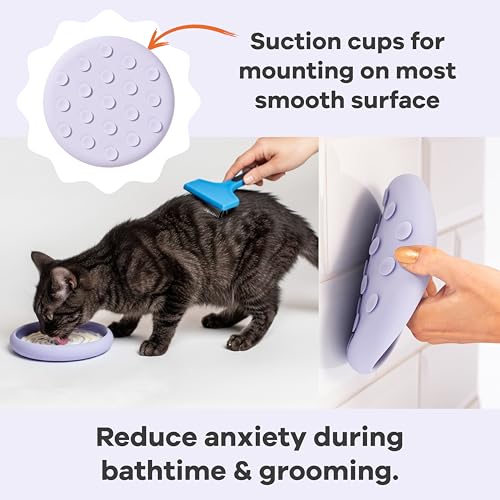 Lick Dish Silicone Dog & Cat Lick Mat Slow Feeder Dish (Periwinkle + Almond / Small)