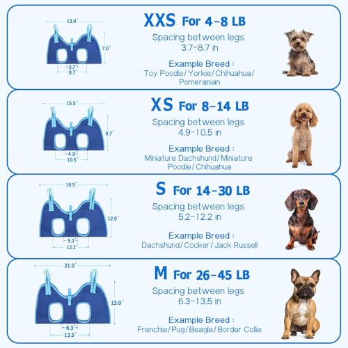 Dog Grooming Hammock (S( Legs Spacing：5.2“-12.2" / Max W：14-30LBS ) / Blue)