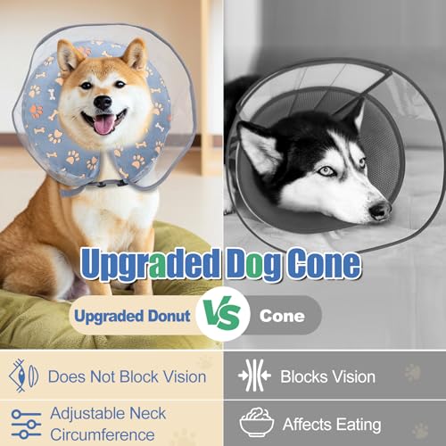 Inflatable Dog Cone Collar After Surgery (Gray / M)
