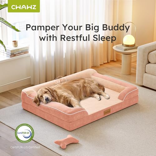 Jumbo Dog Bed for Extra Large Dogs (Peack Pink / Jumbo(45"L x 35"W x 9.5"Th))