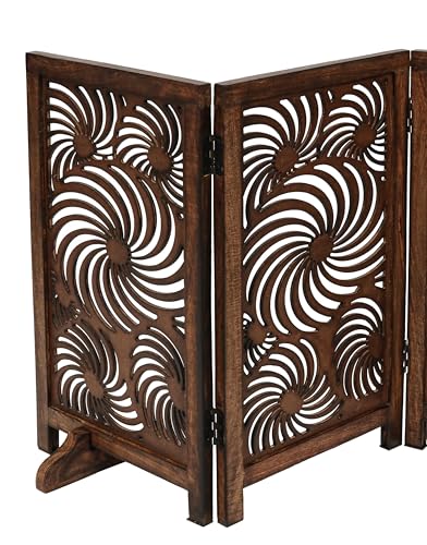 Freestanding Pet Gate for Dogs (Burnt / 48x28" 3 Panel Sun Flower)