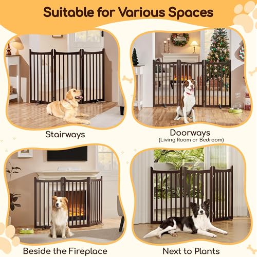 Freestanding Wooden Dog Gate (Espresso / 60" W x 36" H)