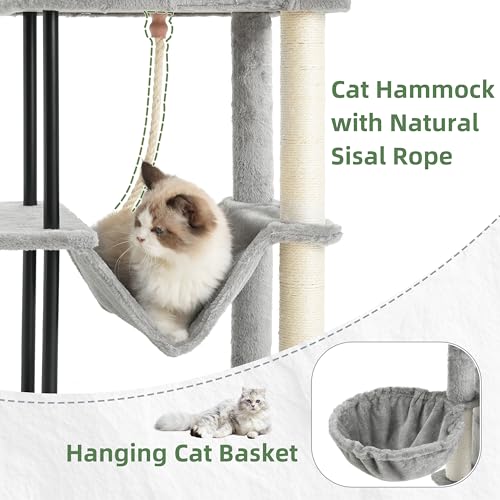 Cat Tree 43.3'' Cat Tower with Hammock for Kittens GCT004SW (43.3 inches / Light gray)