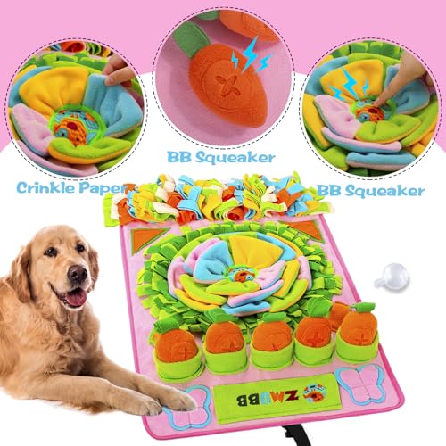 Pet Snuffle Mat for Dogs Sniff Mat Nosework Feeding Mat Slow Feeder Interactive Dog Puzzle Toys for Training and Stress Relief Encourages Natural Foraging Skills (31''x19''（pink）)