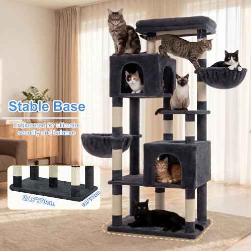 68.1" Cat Tree with Oversized Top Platform & Wide Base HCT059G (Smoky Gray / 68.1 inch)