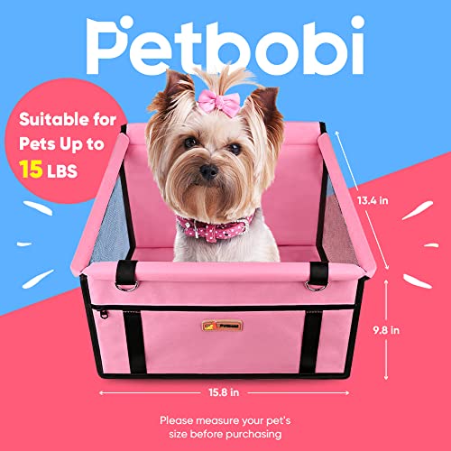 Dog Car Seat for Small Dogs and Cats up to 15 lbs (Pink)