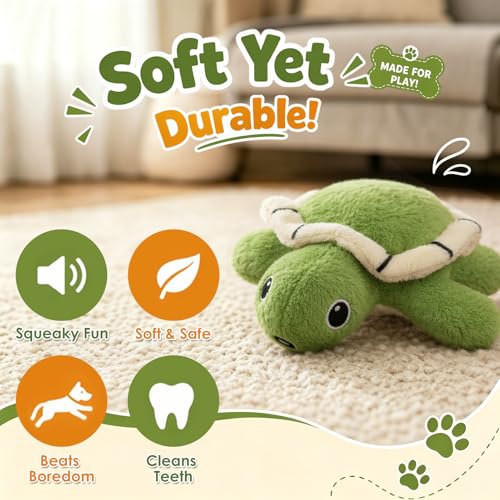 Squeaky Hide and Seek Dog Toys for Small and Medium (4 Turtles Refill)