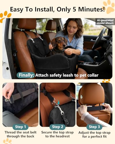 Dog Car Seats for Small Dogs Up to 35 lbs (Black)
