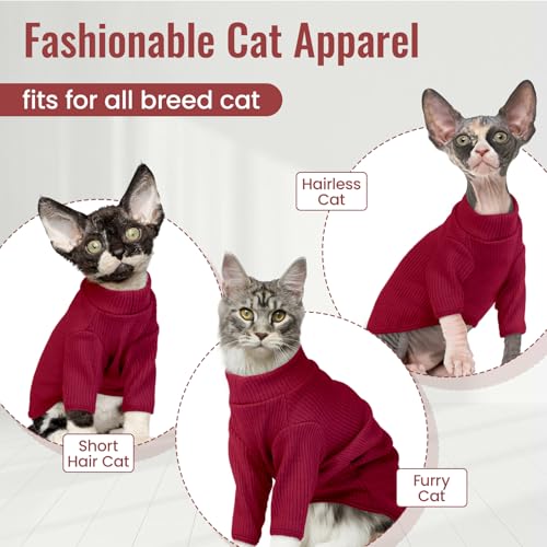 Sphynx Hairless Cats Shirt Pullover Kitten T (XX-Large / Red)