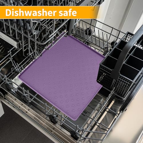 2 Pack Dog Food Mat Anti (11.8"L x 11.8"W - 2 Pack / Purple)