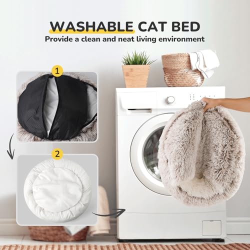 Cat Bed Cat Beds for Indoor Cats with Covered Hooded (21.0"L x 21.0"W x 15.0"Th / coffee)