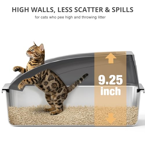 Stainless Steel Cat Litter Box with Lid (Dark Gray)