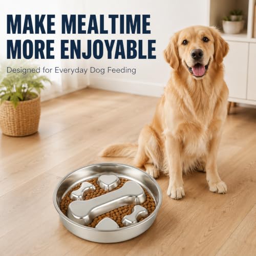 304 Stainless Steel Slow Feeder Dog Bowl