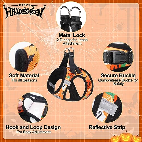 Halloween Dog Harness Medium Sized and Leash Set (Small(Chest Girth 14.5" - 16") / Halloween)