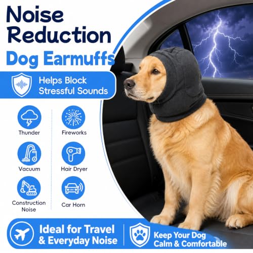 No Shake Dog Ear Wrap Quiet Ear Muffs for Hematoma (Grey / Large(Head Girth：15.8-16.7in))