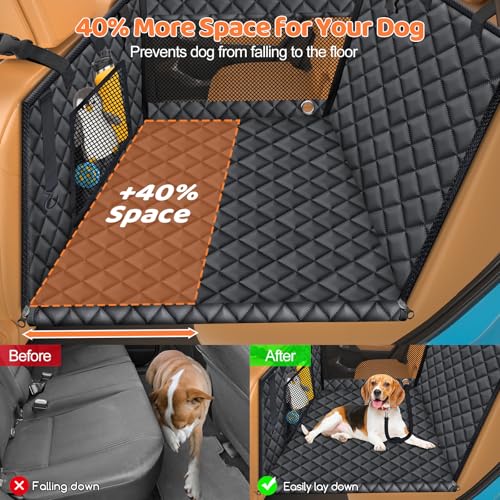 Hard Bottom Dog Car Seat for Back Seat (Carbon Black / Standard - 54" Length)