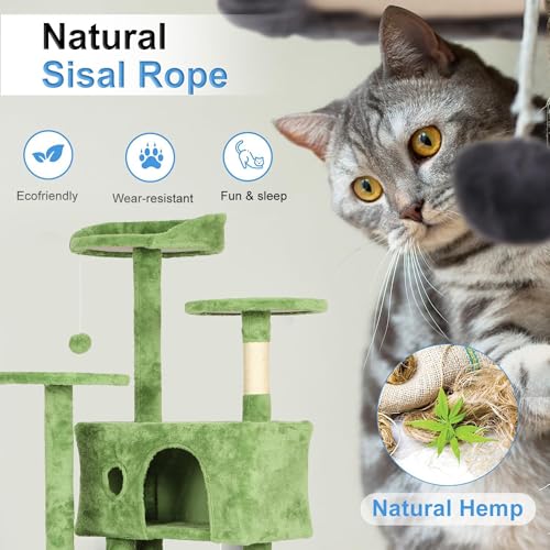 54" Cat Tree Tower (Green)