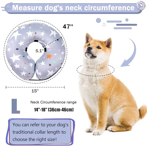 Recovery Donut Collar for Dogs & Cat (Grey / L（neck 14"-18"）)