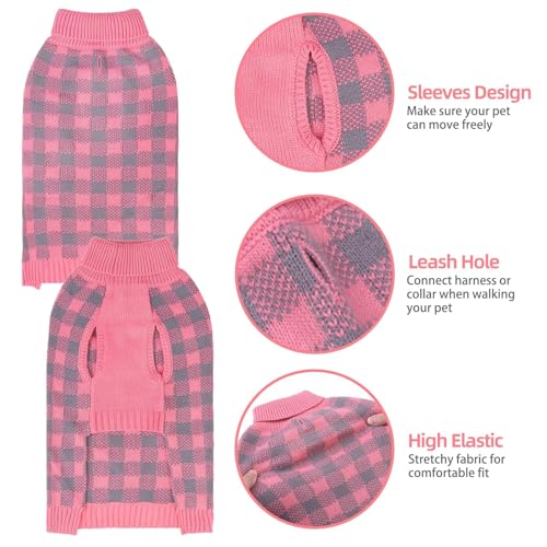 Dog Sweaters for Large Medium Small Dogs (S - Chest 16", Back 12" / Light Pink)