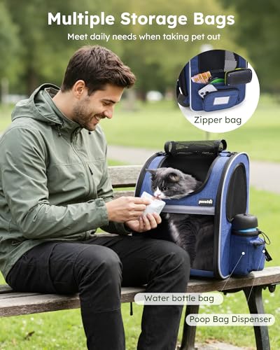 Cat Backpack Visiable (Blue / 12.6"L x 10.2"W x 16.5"H)