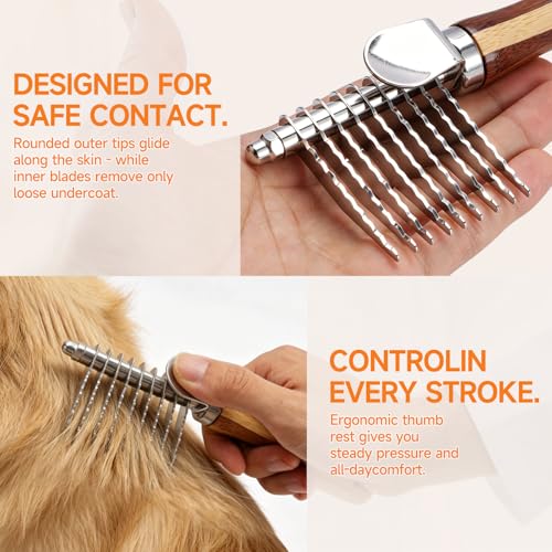 Pet Dematting Comb for Dogs & Cats (Wood)