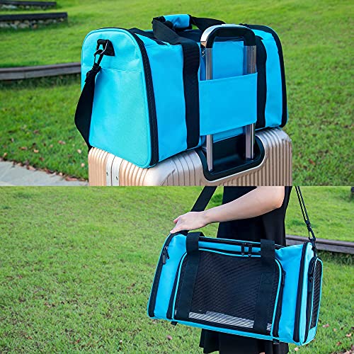 Soft Sided Carrier for Small Medium Cats Dogs (20.0"L x 13.0"W x 13.0"H / Blue)