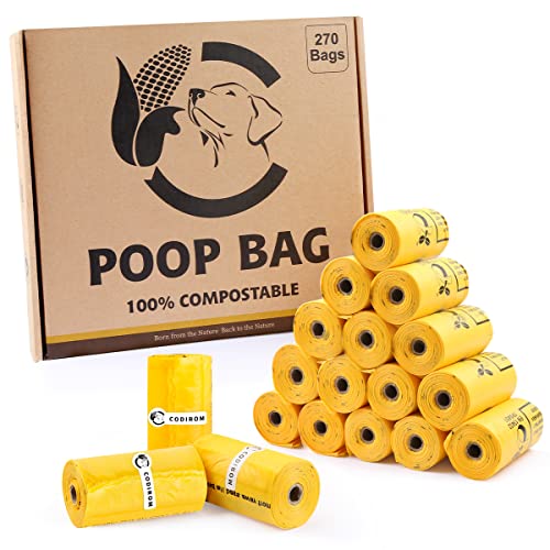 Certified Compostable Dog Poop Bags (Maize Yellow / 270 Count (Pack of 1))