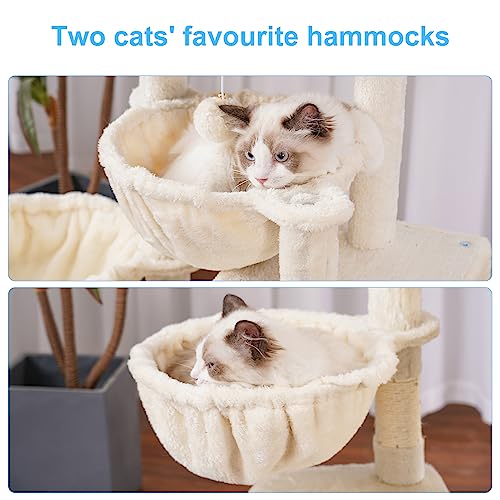 Cat Tree Tower with Large Bed (35.4 inch / Beige)
