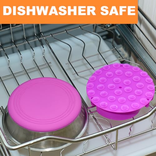 2-in-1 Metal Dog Bowl with Slow Feeder Insert, Stainless Steel Dog Bowls Food Grade 304, Water Food Bowl with Anti-Slip Silicone Base for Small & Medium Dogs(Purple, 3 Cups) (2 Cups / Purple)