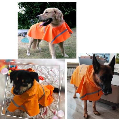 Dog Raincoats with Reflective Strip Hoodie (B2-Orange / 20B (30-55 lbs))