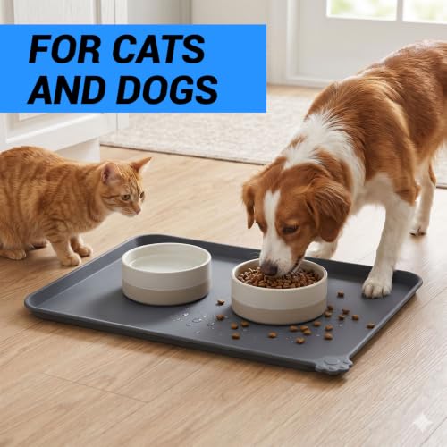 Silicone Pet Feeding Mat (Grey / 28" x 18")