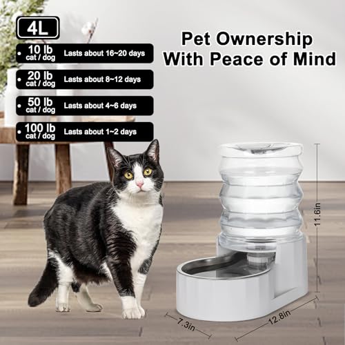 4L Gravity Cat Water Dispenser (4L, without Filter / White)