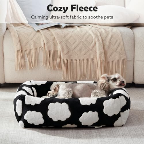 XL Dog Beds Large Sized Dog (Cozy Clouds Black / XL (42"x36"x9"))