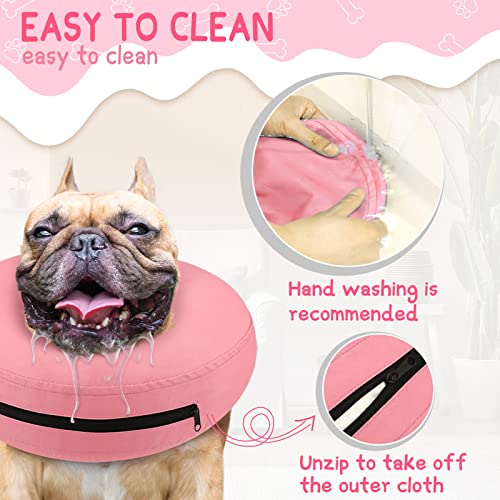 Inflatable Dog Cone Collar Alternative After Surgery (Solid Pink / XXL(Neck 18.5"-23.5"))