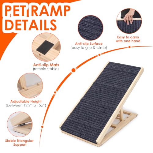 Dog Ramp for Sofa Bed 3 Adjustable Heights with Nail Scratch Board