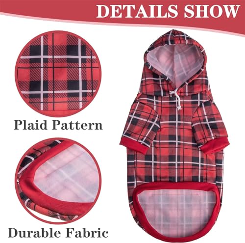 Plaid Dog Hoodie (X-Large / Red)