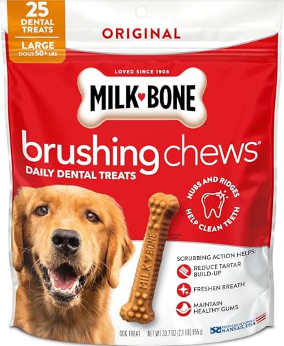 Brushing Chews Large Daily Dental Dog Treats (25 Count (Pack of 1))