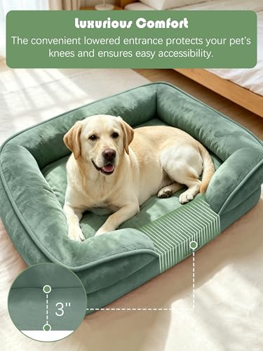 Orthopedic Dog Bed with Sides (42.0"L x 32.0"W x 6.5"Th / Green)