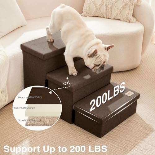 Dog Stairs for High Bed (Coffee / 29.5" X 17" X 17.7" H)