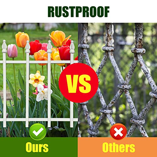 18"H x 22"W Decorative Metal Garden Border Fence (White / 18″ H x 9.17 ft (5 Panels))