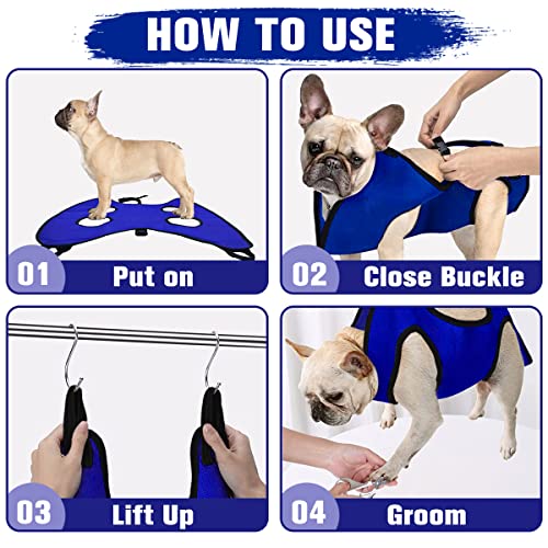 Dog Grooming Hammock Grooming Harness for Small Dogs Pet Grooming Hammock with Nail Clippers (L for 30 LB)