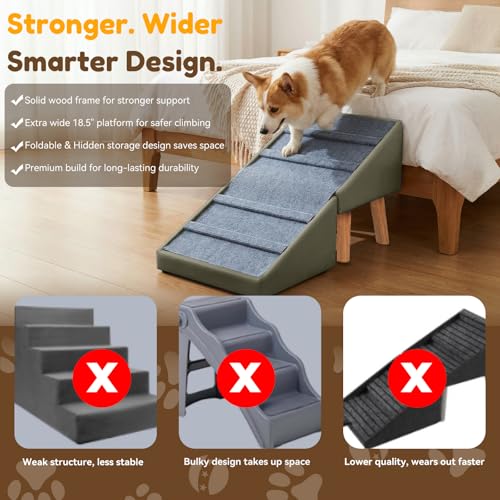 15.7" H Dog Ramp for Couch (Olive Green)